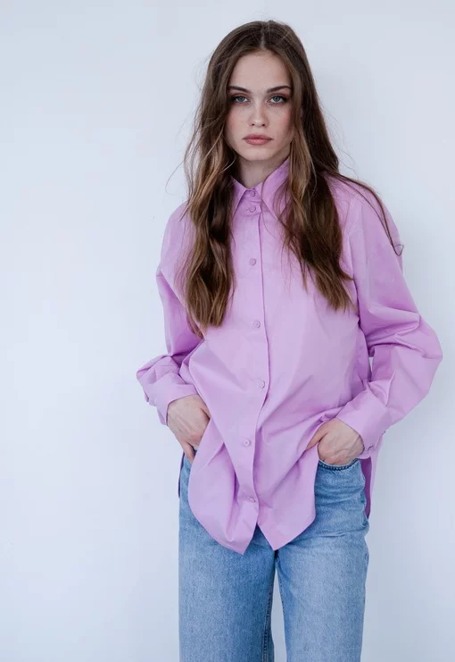 Рубашка оверсайз розовая