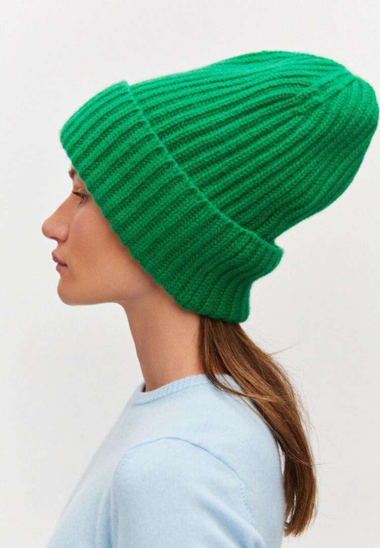 Шапка бини из кашемира "Майская Зелень"