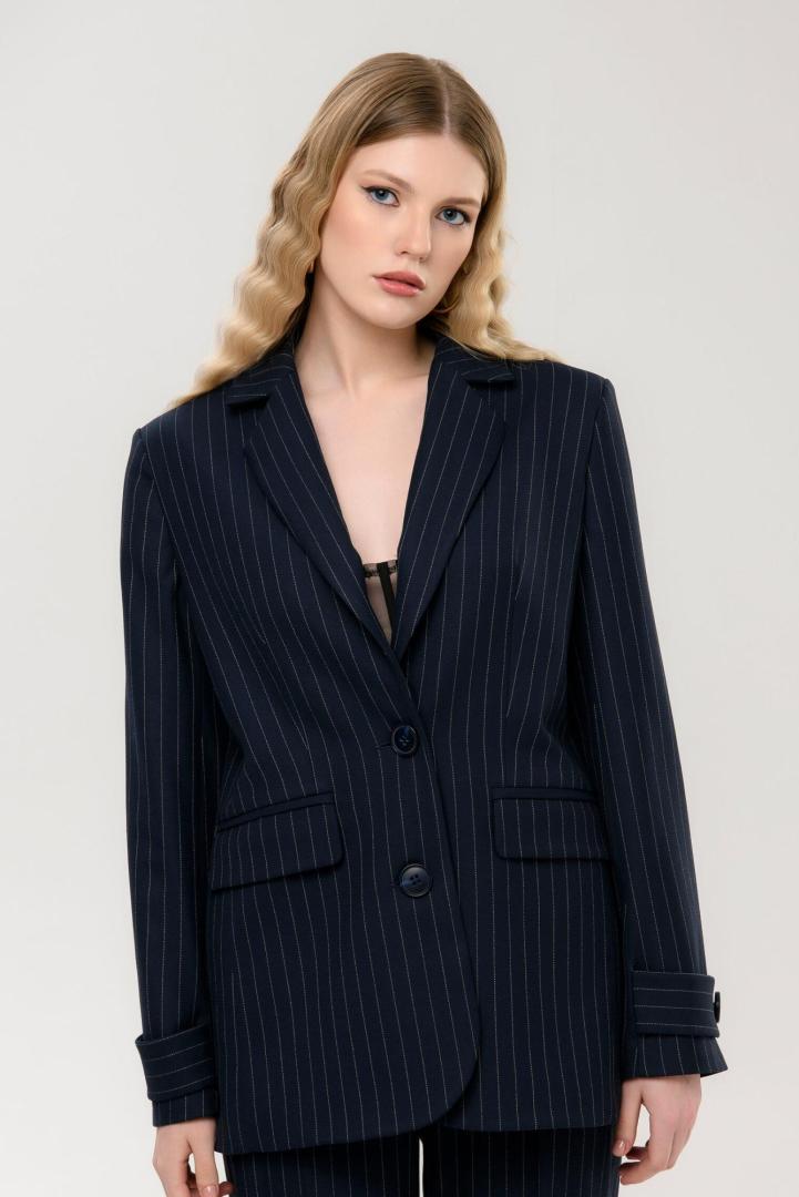 Жакет синий в полоску