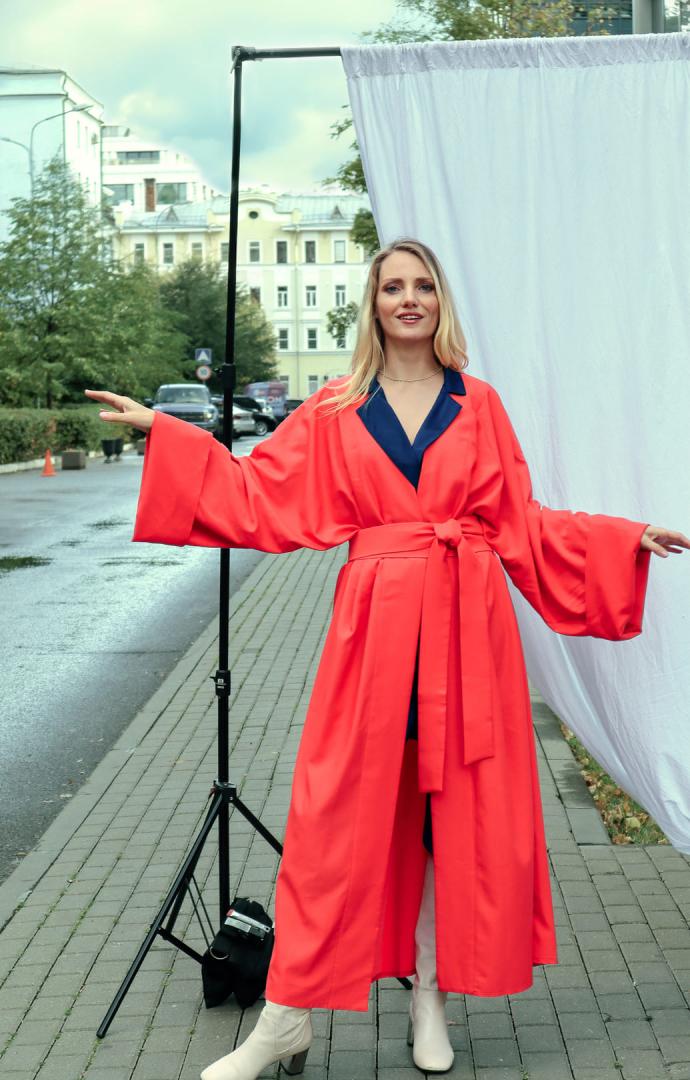 Шлафрок-платье на запах в крое кимоно  "от тебя пахнет любовью"