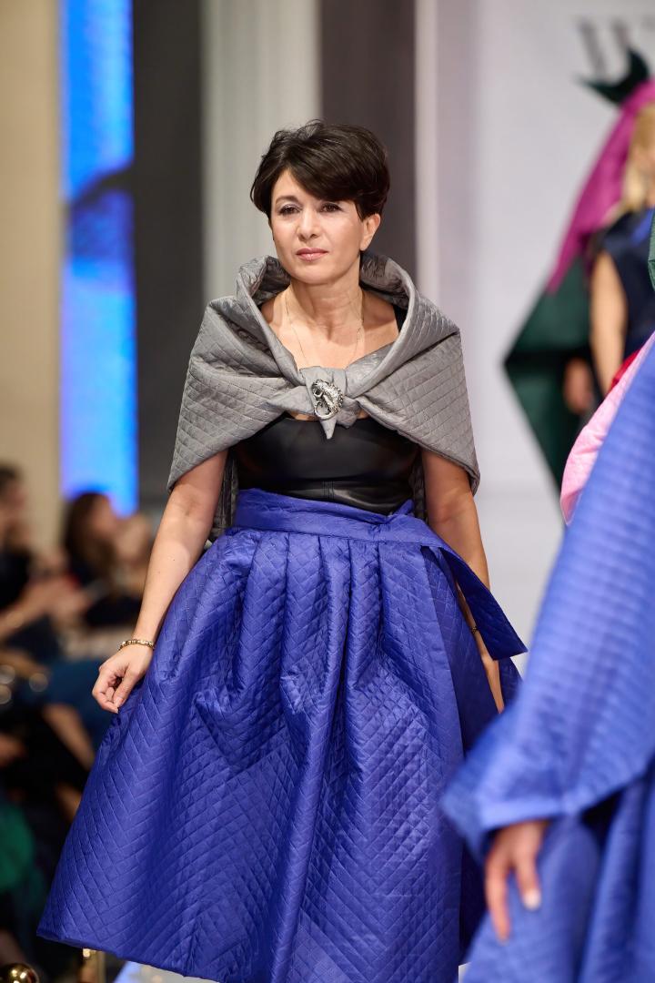 Юбка стеганная синяя