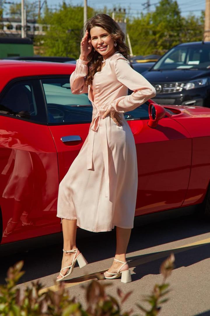 Платье на запах Кери "Нежный персик"