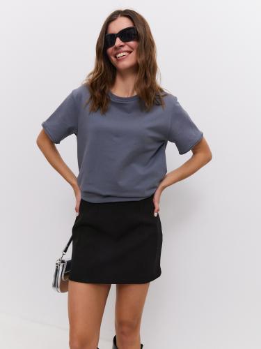 Футболка оверсайз серая с необработанными краями