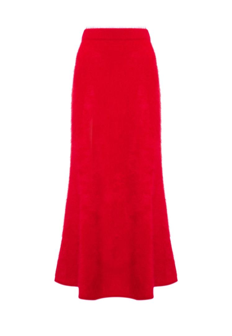 Юбка из пушистого кашемира "Вишня Барбадоса"