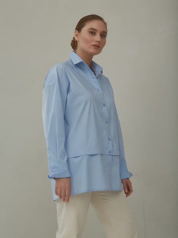 Рубашка-трансформер свободного кроя с отстегивающимся низом в двух цветах