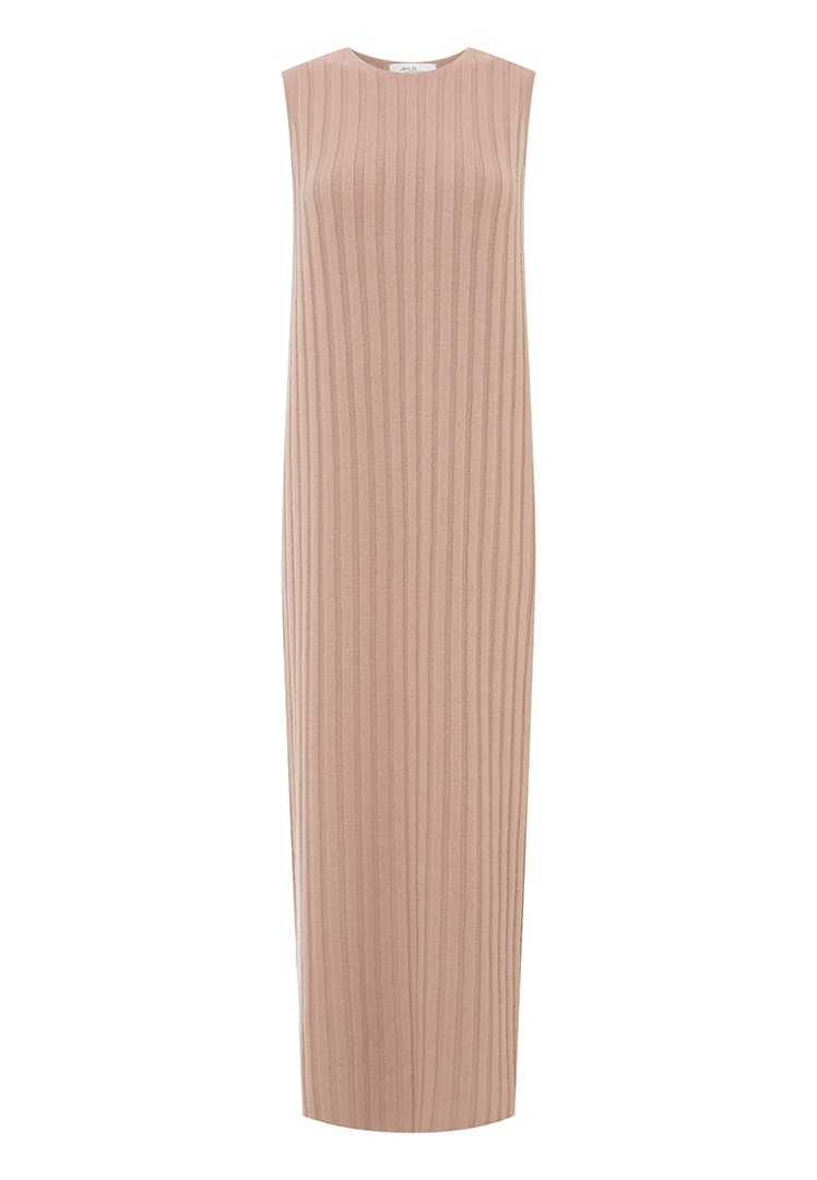 Платье из органического кашемира фактурное "Теплый Тауп"