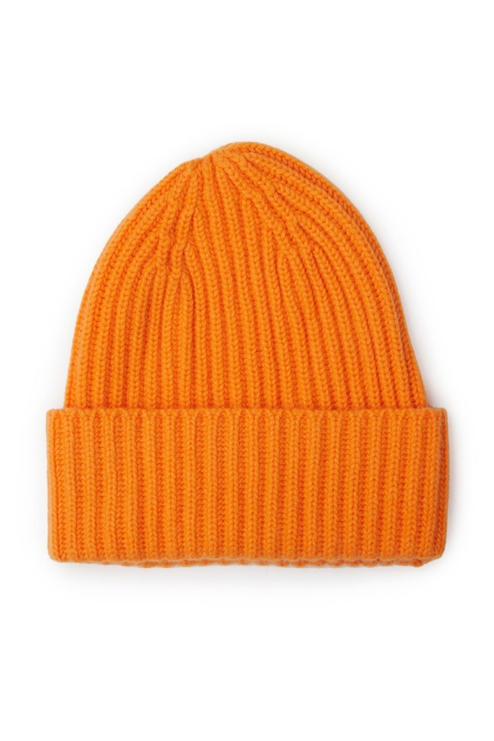 Шапка бини из кашемира "Сочный Абрикос"