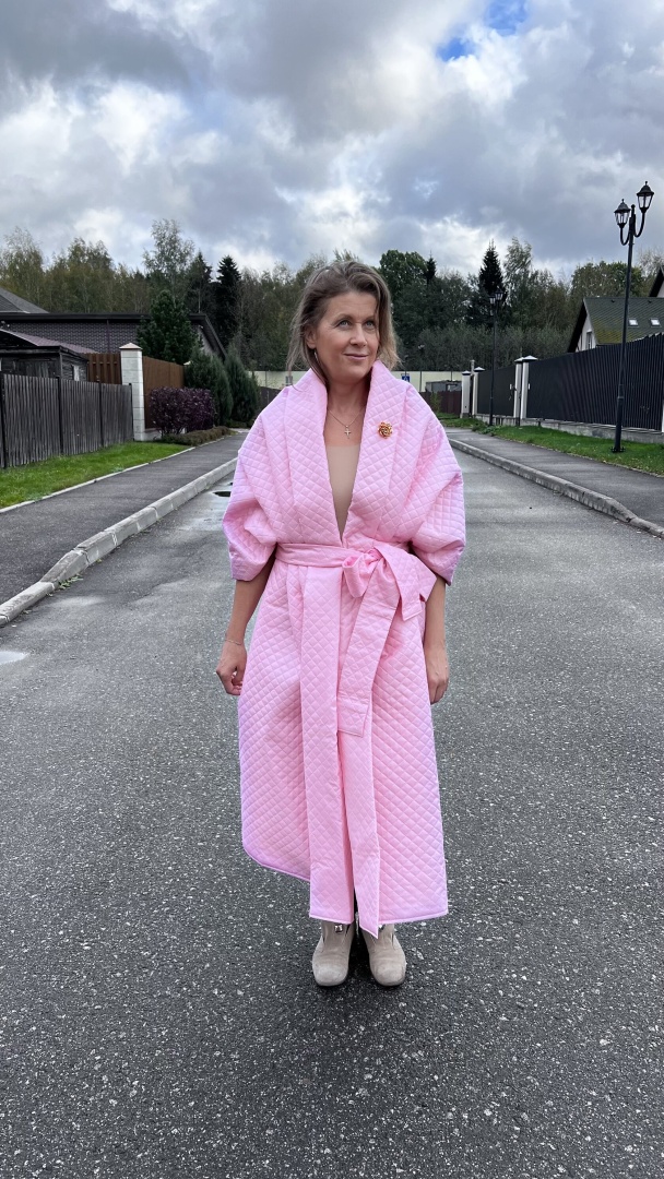 Накидка-палантин стеганная розовая