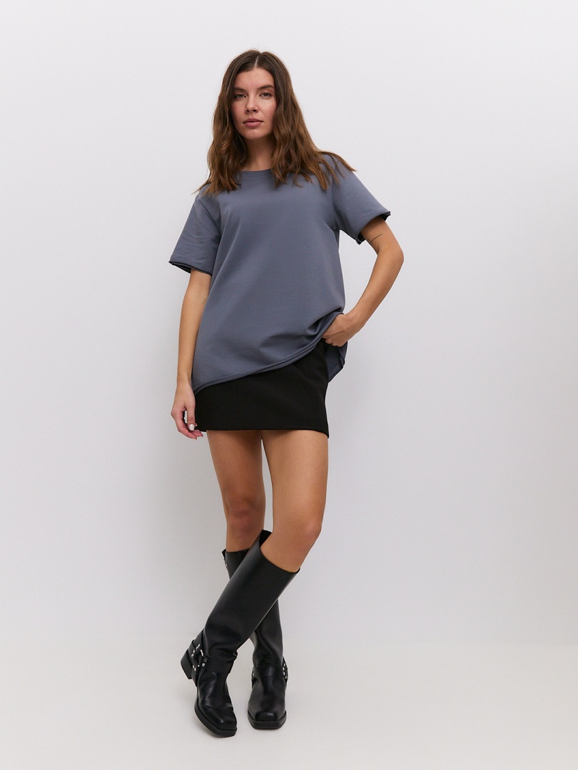 Футболка оверсайз серая с необработанными краями