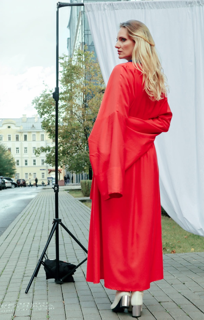 Шлафрок-платье на запах в крое кимоно  "от тебя пахнет любовью"