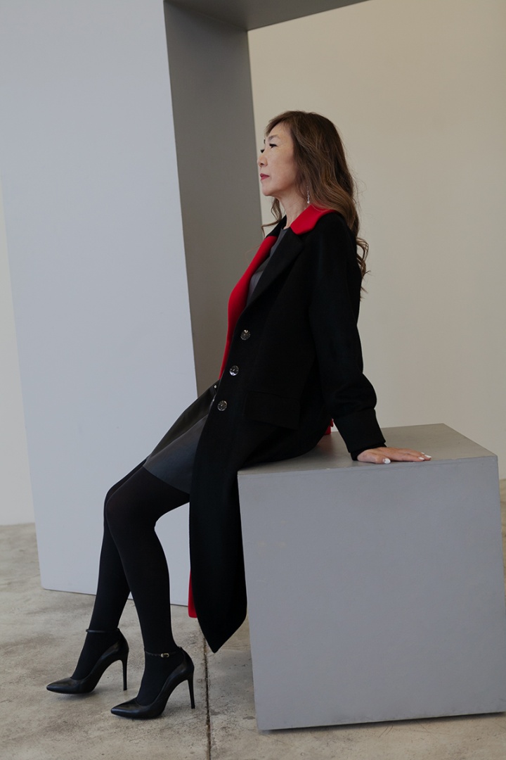 Пальто Севилья красно-чёрное