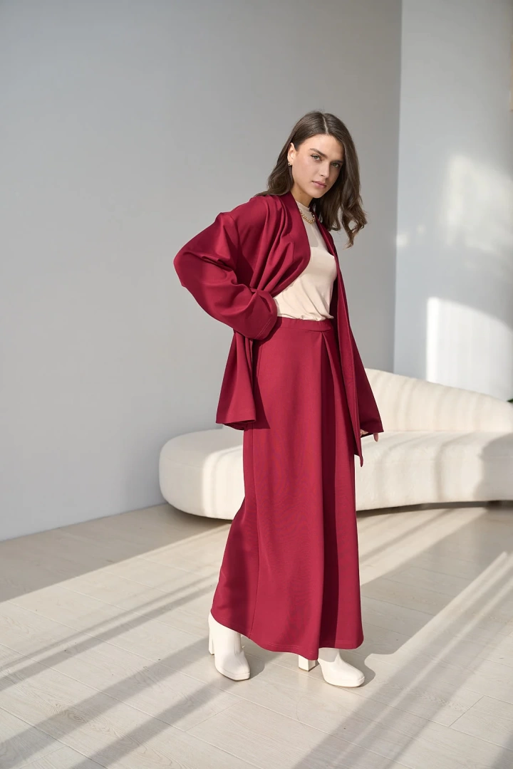 Бордовая юбка длинная