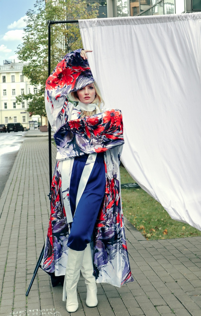 Шлафрок-платье на запах в крое кимоно "два лица" двусторонее