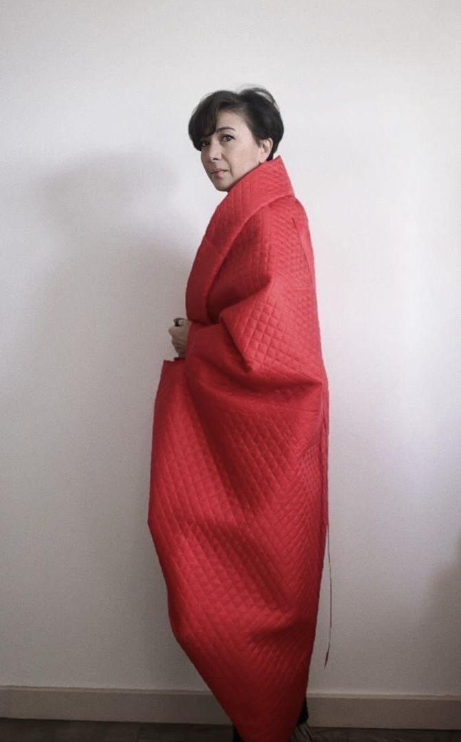 Накидка-пальто красная