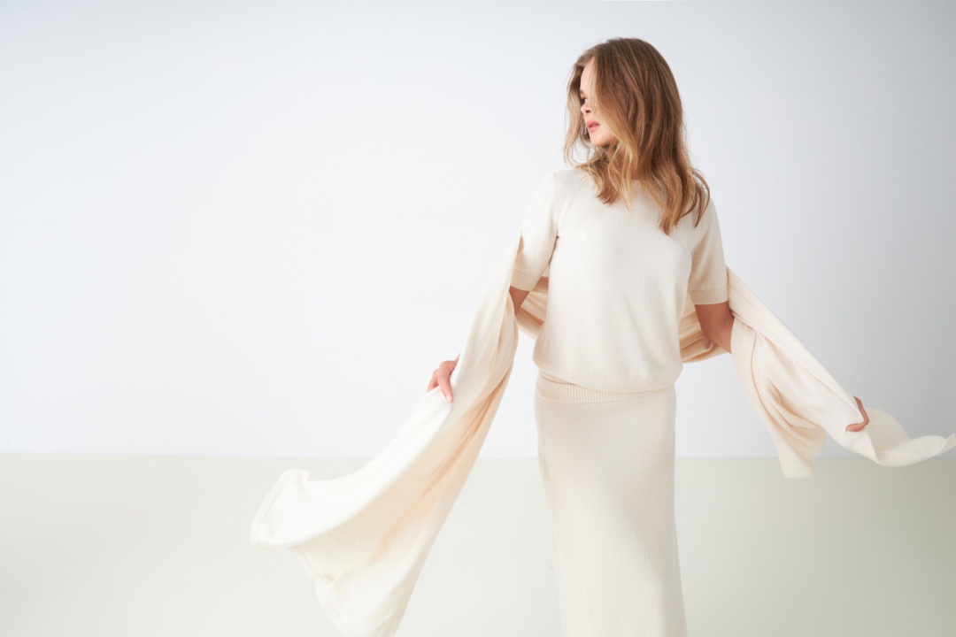 Палантин из кашемира "Взбитые Сливки"