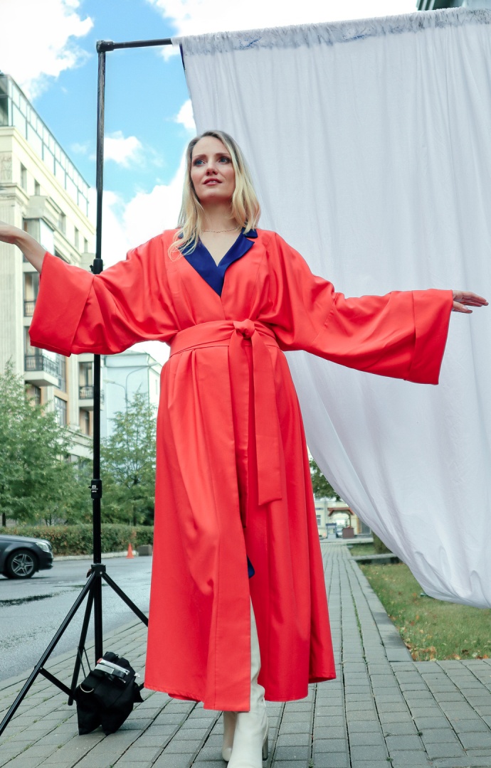 Шлафрок-платье на запах в крое кимоно  "от тебя пахнет любовью"