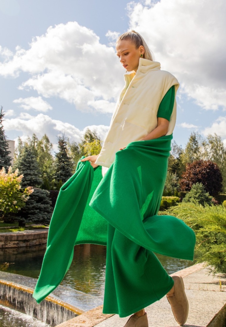 Палантин из кашемира "Майская Зелень"