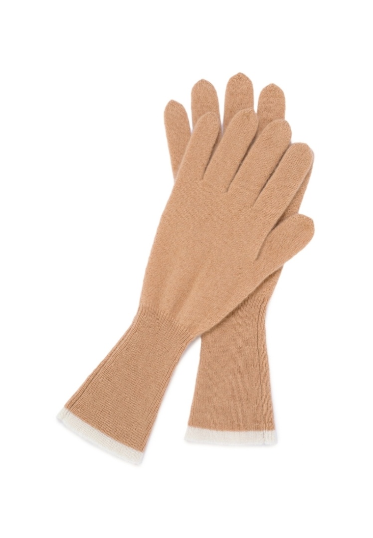 Перчатки кашемировые удлиненные "Кремовый Латте"