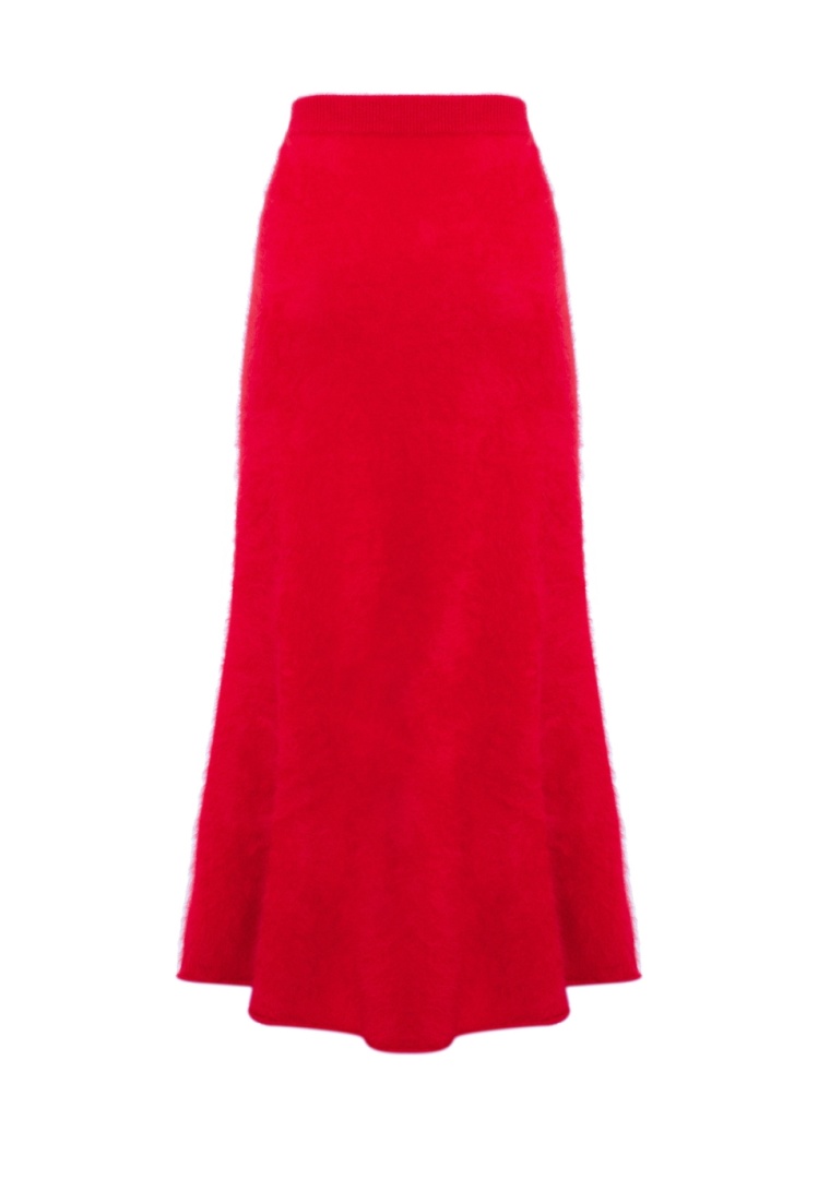 Юбка из пушистого кашемира "Вишня Барбадоса"