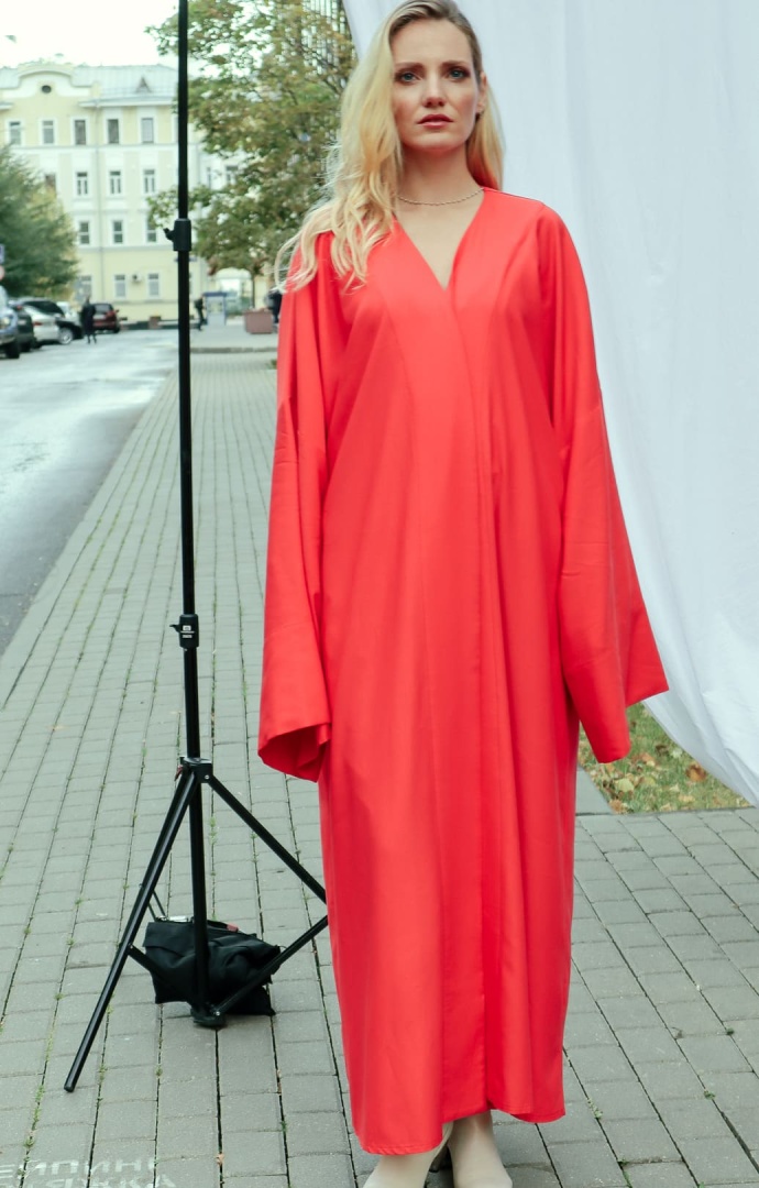 Шлафрок-платье на запах в крое кимоно  "от тебя пахнет любовью"