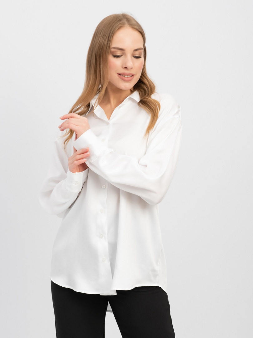 Рубашка шелковая оверсайз "Безупречно белый"