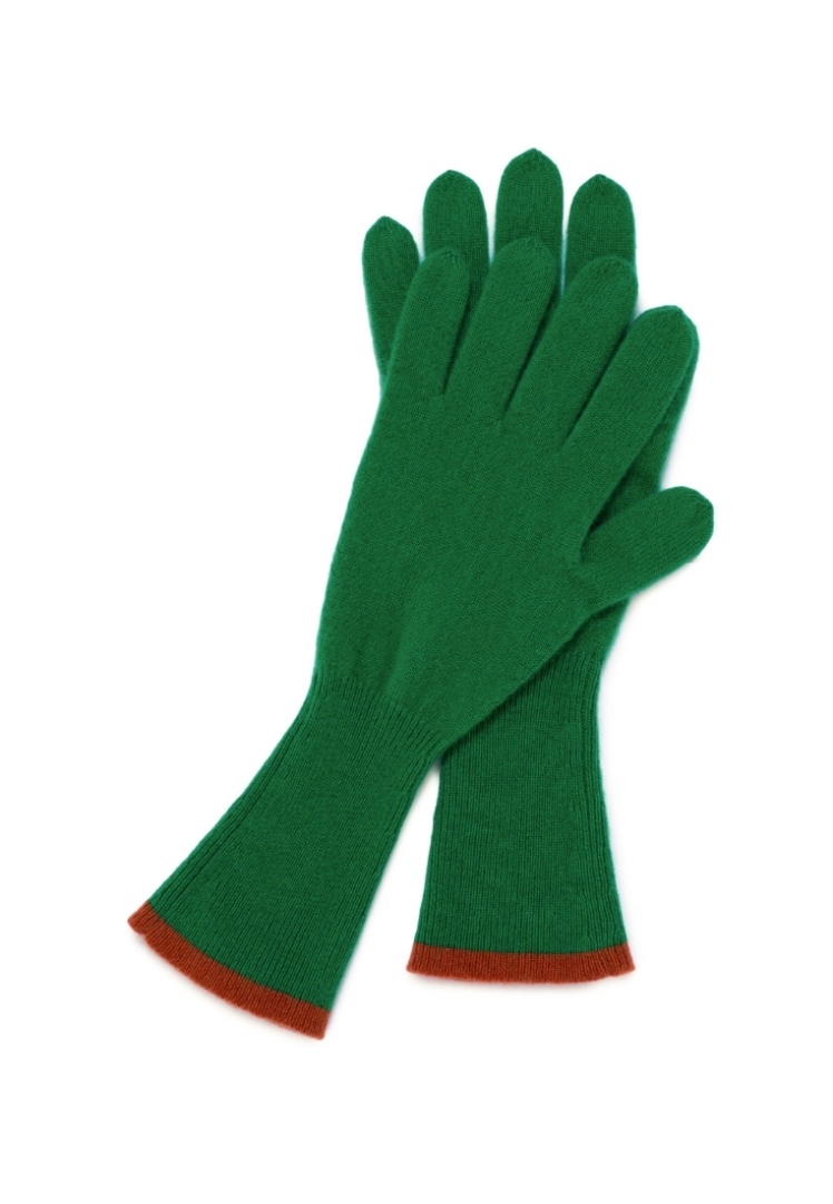 Перчатки кашемировые удлиненные "Майская Зелень"