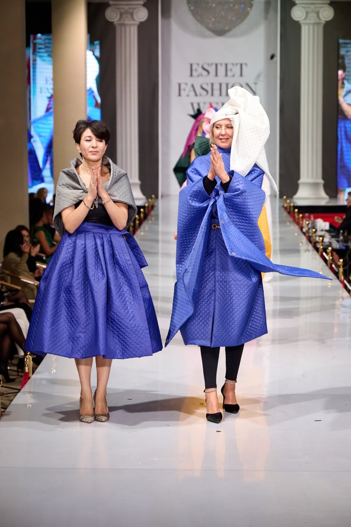 Юбка стеганная синяя