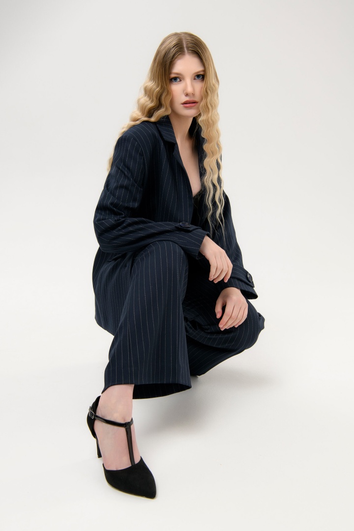 Брюки синие в полоску