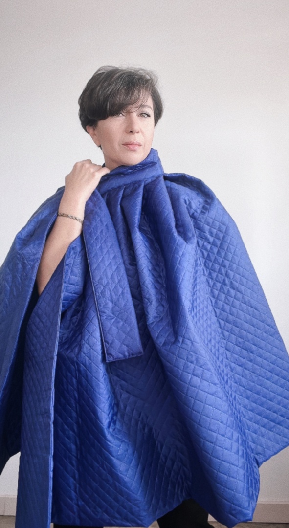 Юбка стеганная синяя