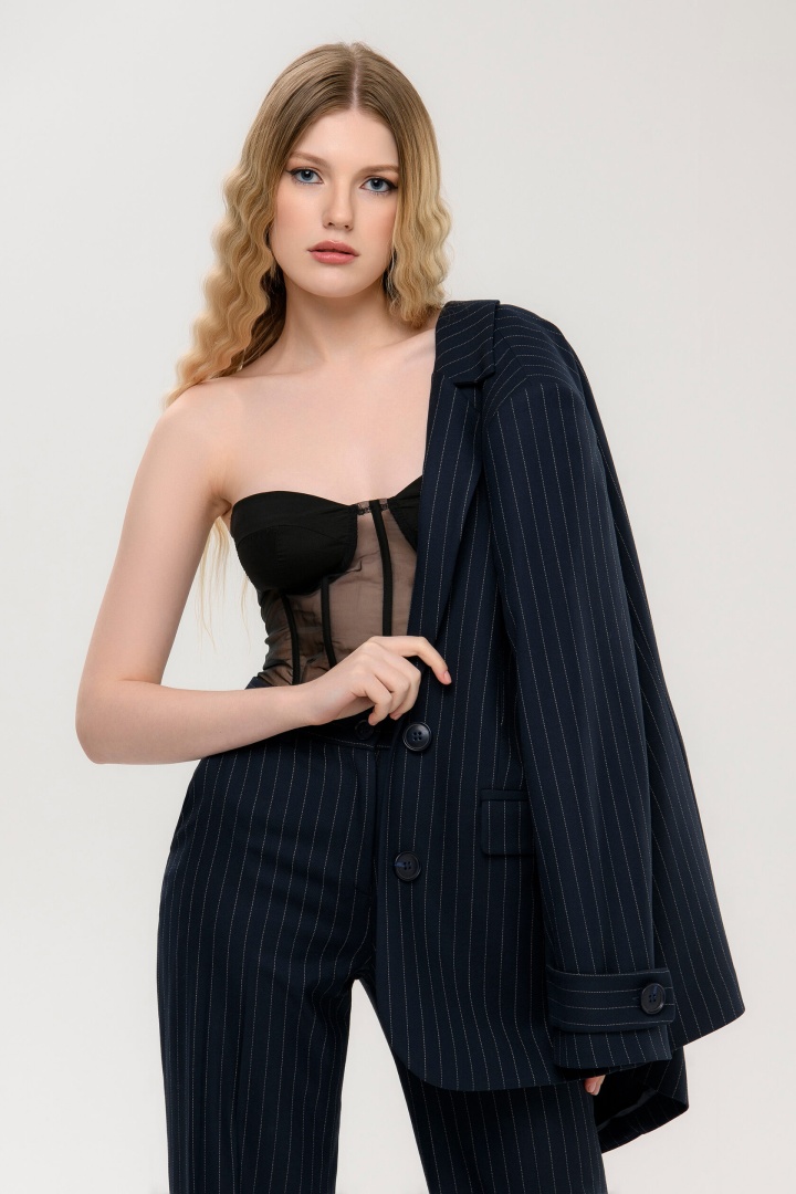 Брюки синие в полоску