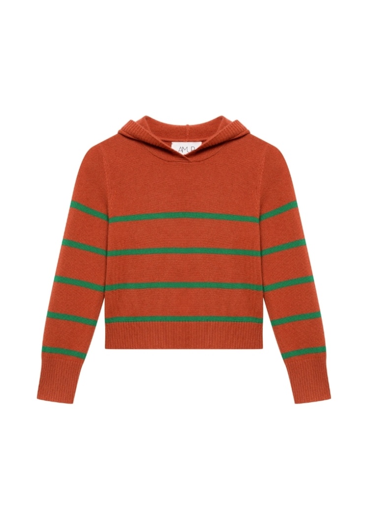 Худи из кашемира детское "Терракот с Зеленью"