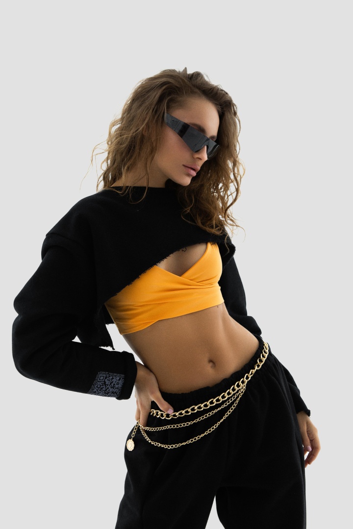 Худи укороченное Crop Hoodie Black