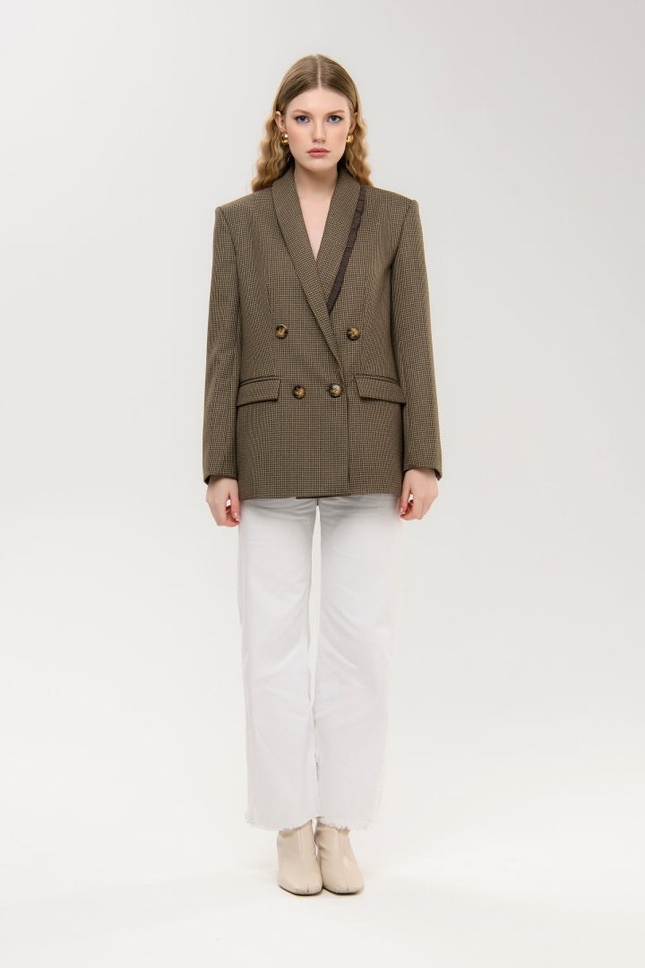 Жакет коричневая клетка